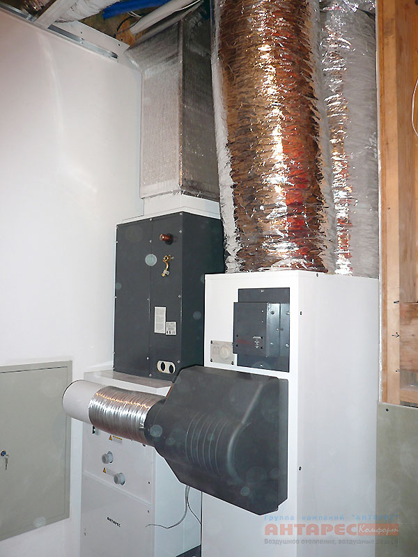 монтаж агрегата воздушного отопления