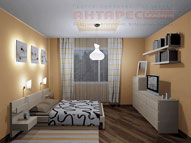 Проект одноэтажного дома Хай тек 60 :: Интерьер спальни
